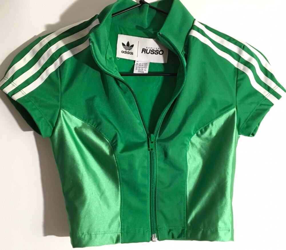 Adidas Originals x Paolina Russo Women's Size 2XS Green Crop Top Track Jacket